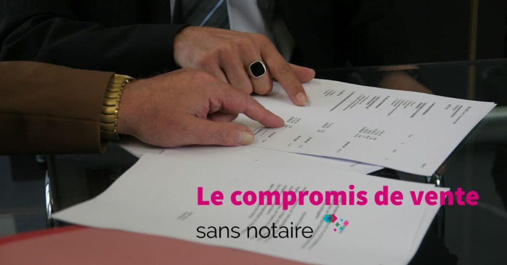 Deux individus signant un compromis de vente sans notaire